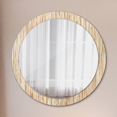 Round mirror printed frame Bamboo straw