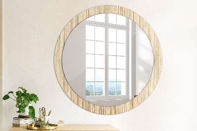 Round mirror printed frame Bamboo straw