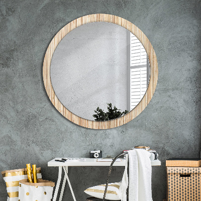 Round mirror printed frame Bamboo straw