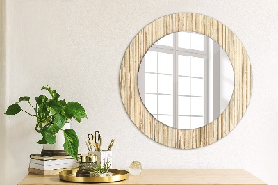 Round mirror printed frame Bamboo straw