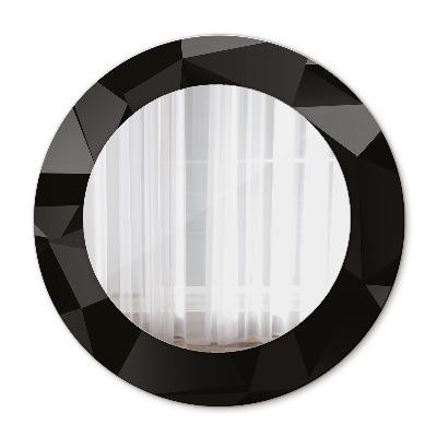 Round mirror printed frame Abstract black