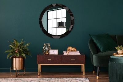 Round mirror printed frame Abstract black