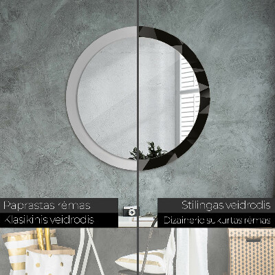 Round mirror printed frame Abstract black