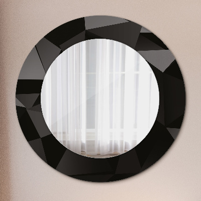 Round mirror printed frame Abstract black