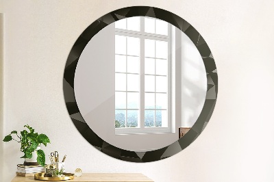 Round mirror printed frame Abstract black