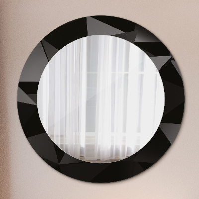 Round mirror printed frame Abstract black