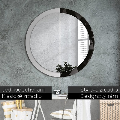 Round mirror printed frame Abstract black