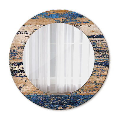 Round decorative wall mirror Abstract wood