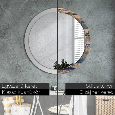 Round decorative wall mirror Abstract wood