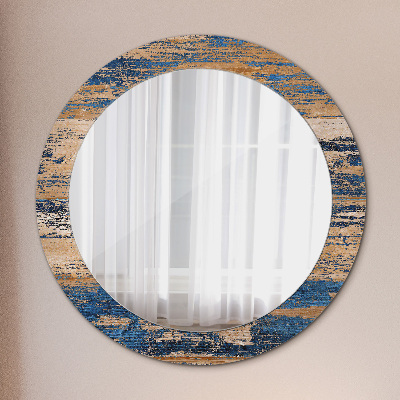 Round decorative wall mirror Abstract wood