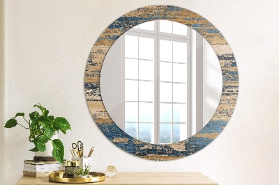 Round decorative wall mirror Abstract wood