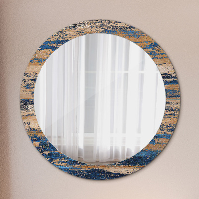 Round decorative wall mirror Abstract wood