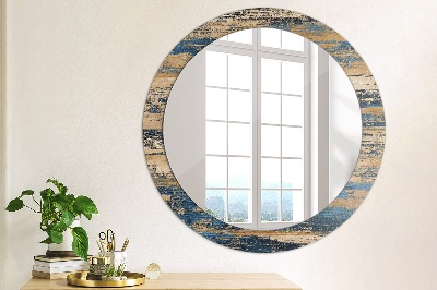 Round decorative wall mirror Abstract wood