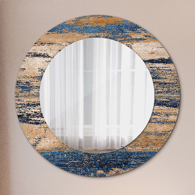 Round decorative wall mirror Abstract wood