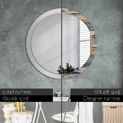 Round decorative wall mirror Abstract wood