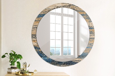 Round decorative wall mirror Abstract wood