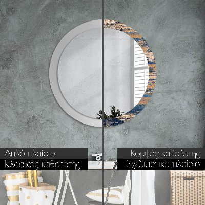 Round decorative wall mirror Abstract wood