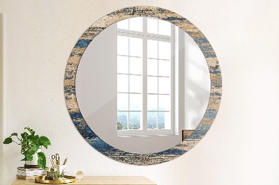 Round decorative wall mirror Abstract wood