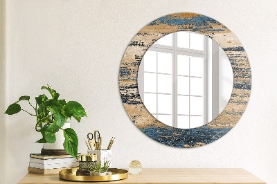 Round decorative wall mirror Abstract wood