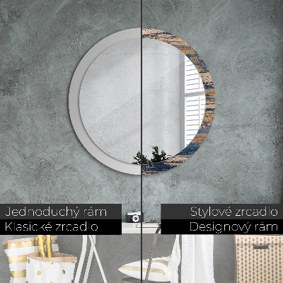 Round decorative wall mirror Abstract wood