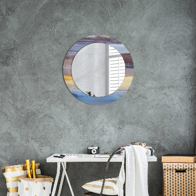 Round decorative wall mirror Abstract painting