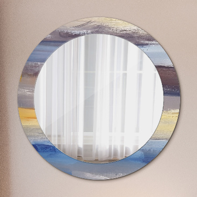 Round decorative wall mirror Abstract painting