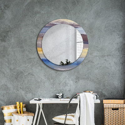 Round decorative wall mirror Abstract painting