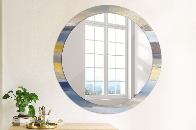 Round decorative wall mirror Abstract painting