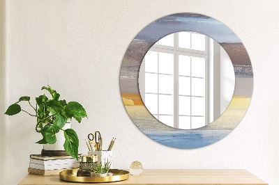 Round decorative wall mirror Abstract painting