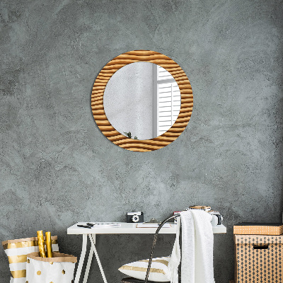 Round decorative wall mirror Wooden wave