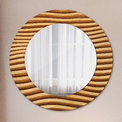 Round decorative wall mirror Wooden wave