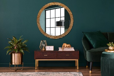 Round decorative wall mirror Wooden wave