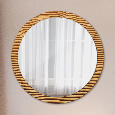 Round decorative wall mirror Wooden wave