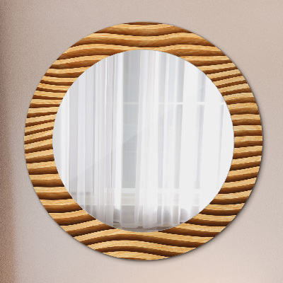 Round decorative wall mirror Wooden wave