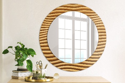 Round decorative wall mirror Wooden wave