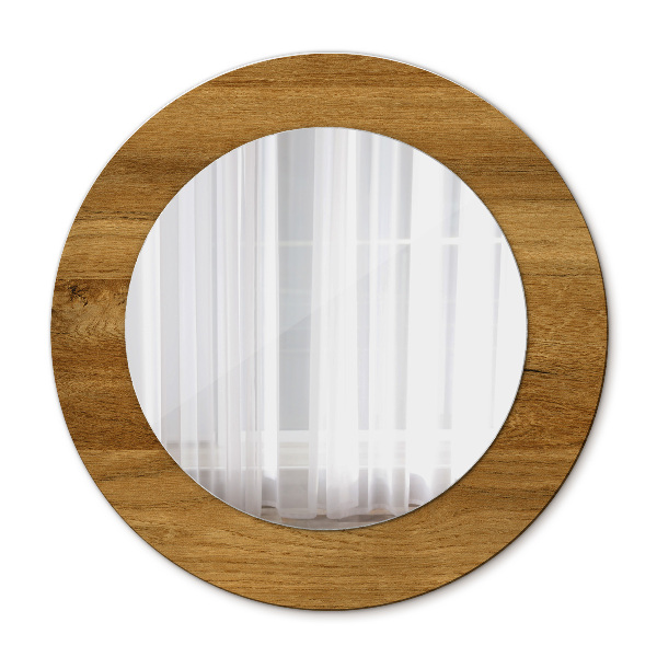 Round decorative wall mirror Rustic oak