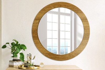 Round decorative wall mirror Rustic oak