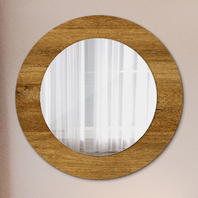 Round decorative wall mirror Rustic oak