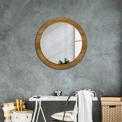 Round decorative wall mirror Rustic oak