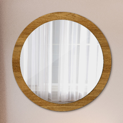 Round decorative wall mirror Rustic oak