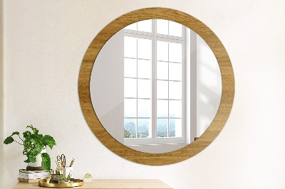 Round decorative wall mirror Rustic oak