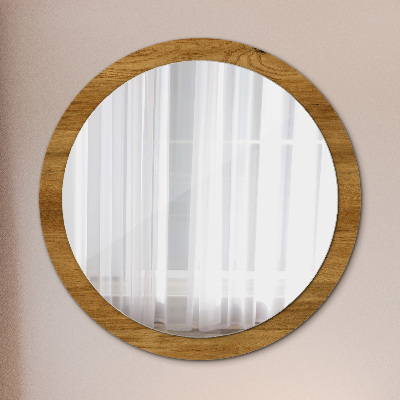 Round decorative wall mirror Rustic oak