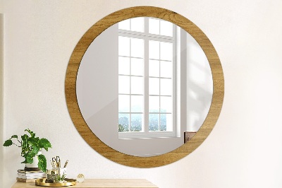 Round decorative wall mirror Rustic oak