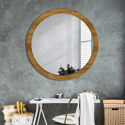 Round decorative wall mirror Rustic oak