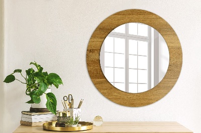 Round decorative wall mirror Rustic oak