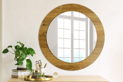 Round decorative wall mirror Rustic oak