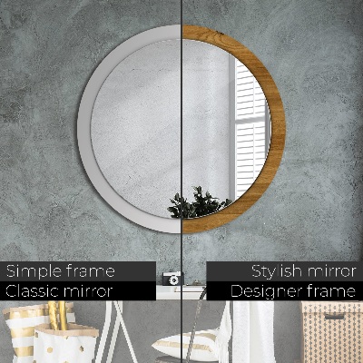 Round decorative wall mirror Rustic oak