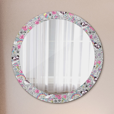 Round decorative wall mirror Panda unicorn