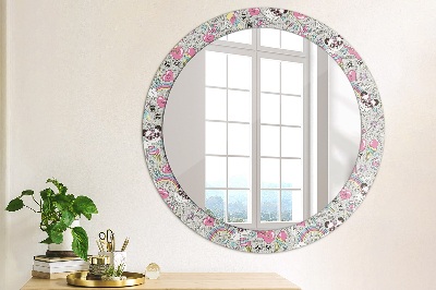 Round decorative wall mirror Panda unicorn