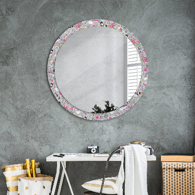 Round decorative wall mirror Panda unicorn